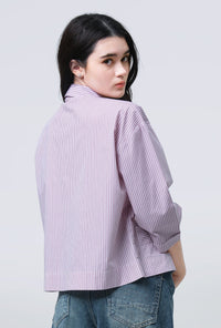 Kemeja Luna Purple White Exclusive Online