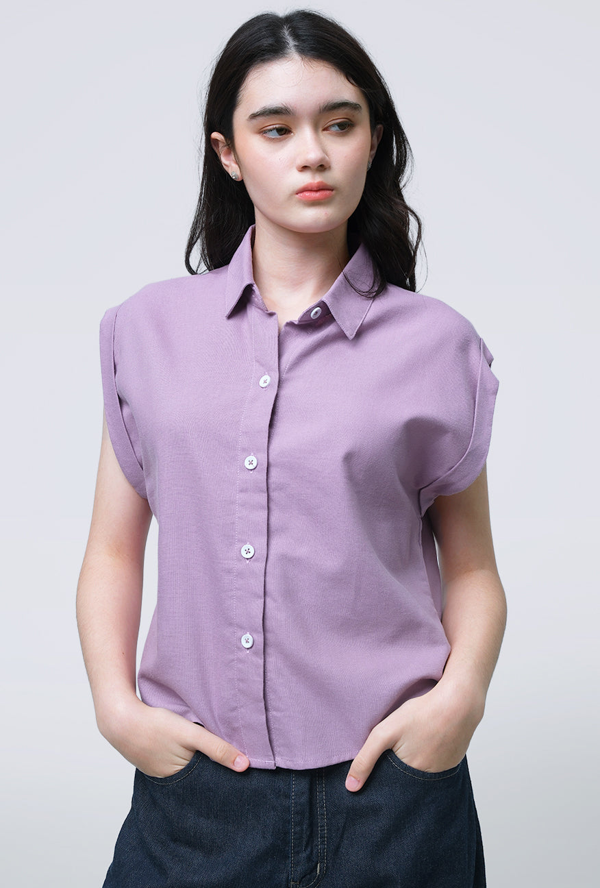 Kemeja Lengan Pendek Oryna Lavender Exclusive Online