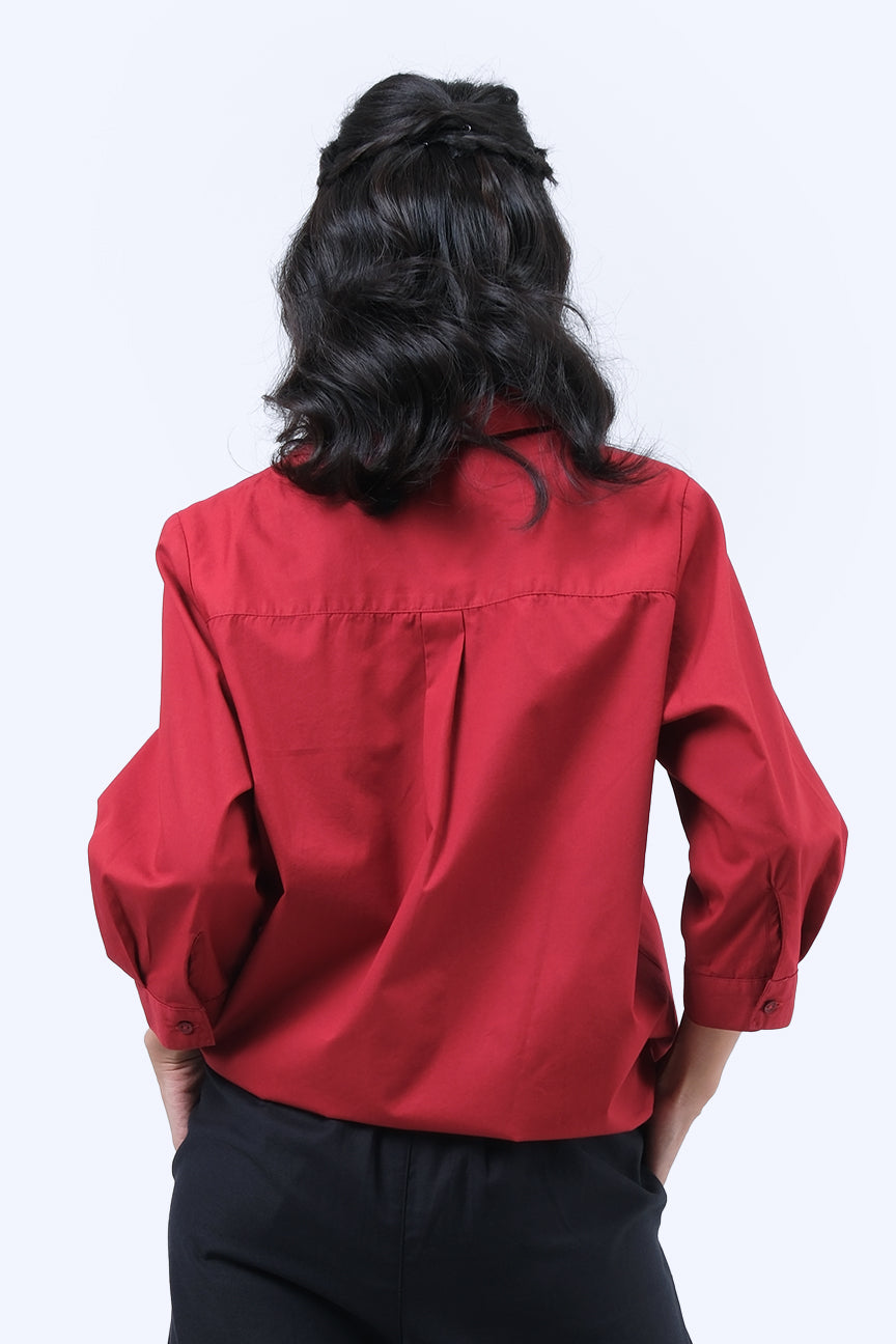 Kemeja Lengan Panjang Dakota Maroon