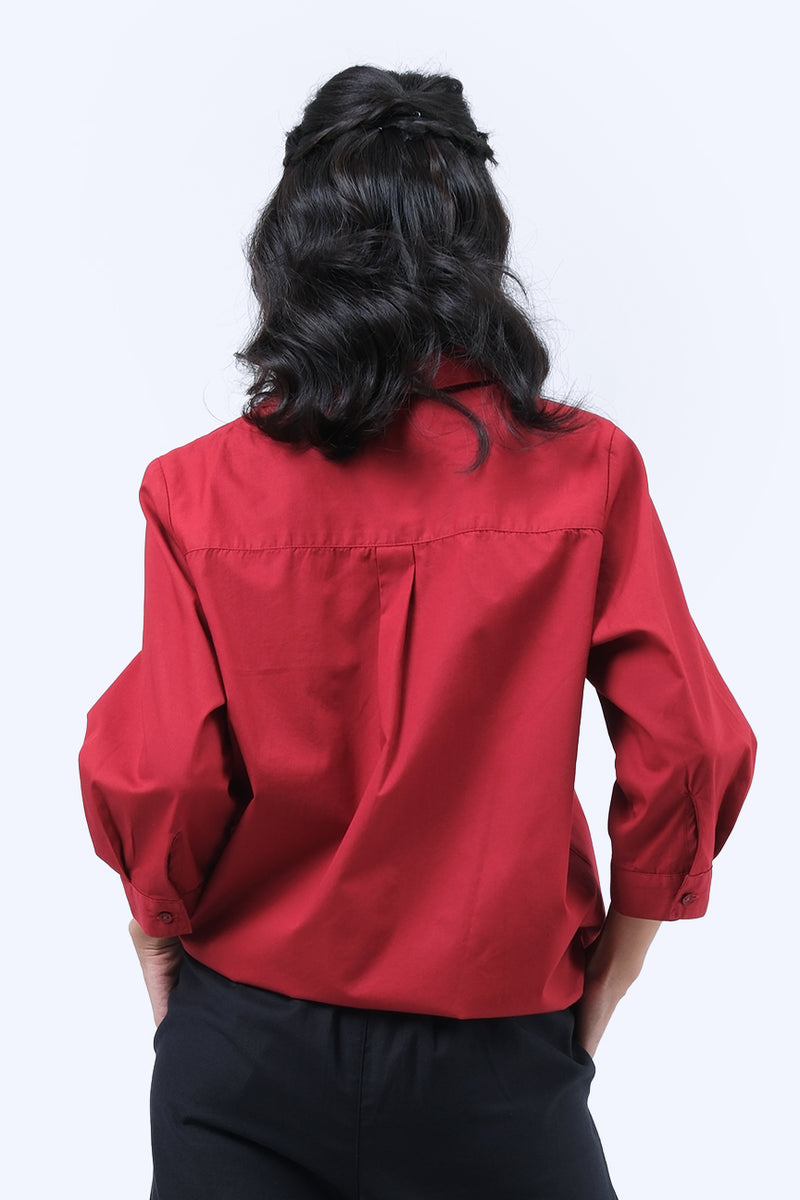 Kemeja Lengan Panjang Dakota Maroon