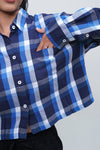 Kemeja Lengan Panjang Esmeray Navy White
