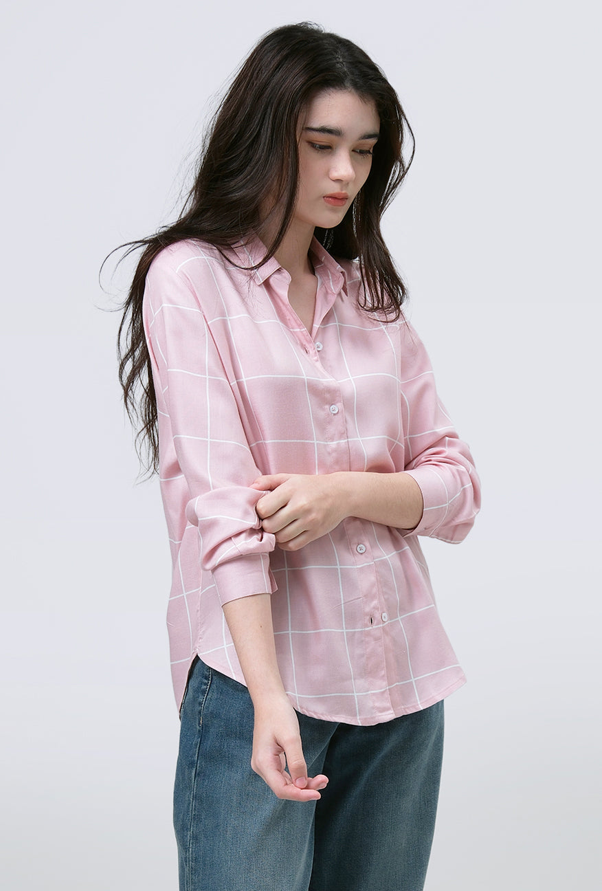 Kemeja Lengan Panjang Key Pink
