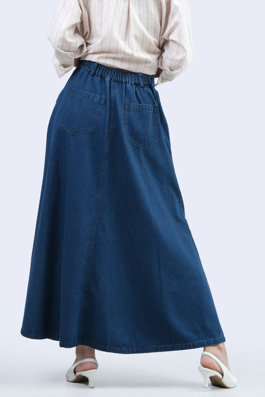 Rok Panjang Denim Lyora Medium Blue