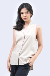 Kemeja Tanpa Lengan Lux Beige Cream