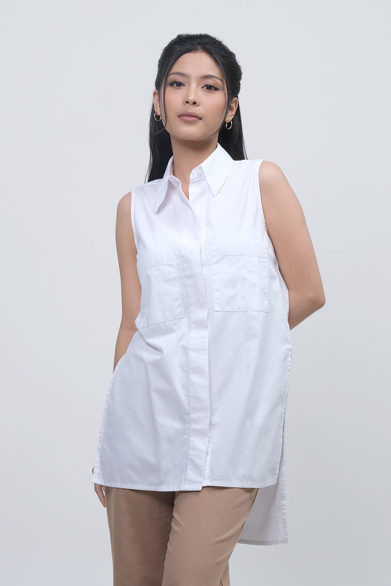 Kemeja Tanpa Lengan Volna Offwhite
