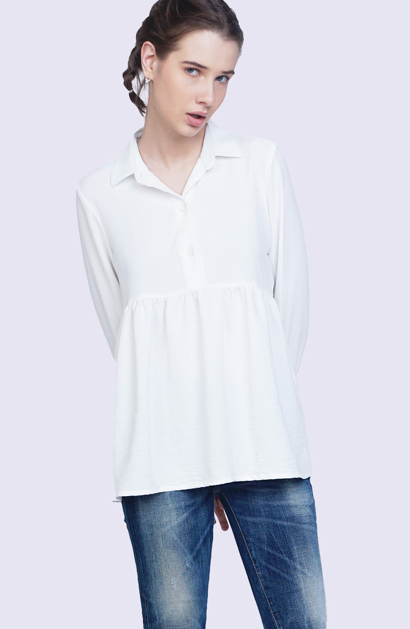 Kemeja Lengan Panjang Kirei Offwhite