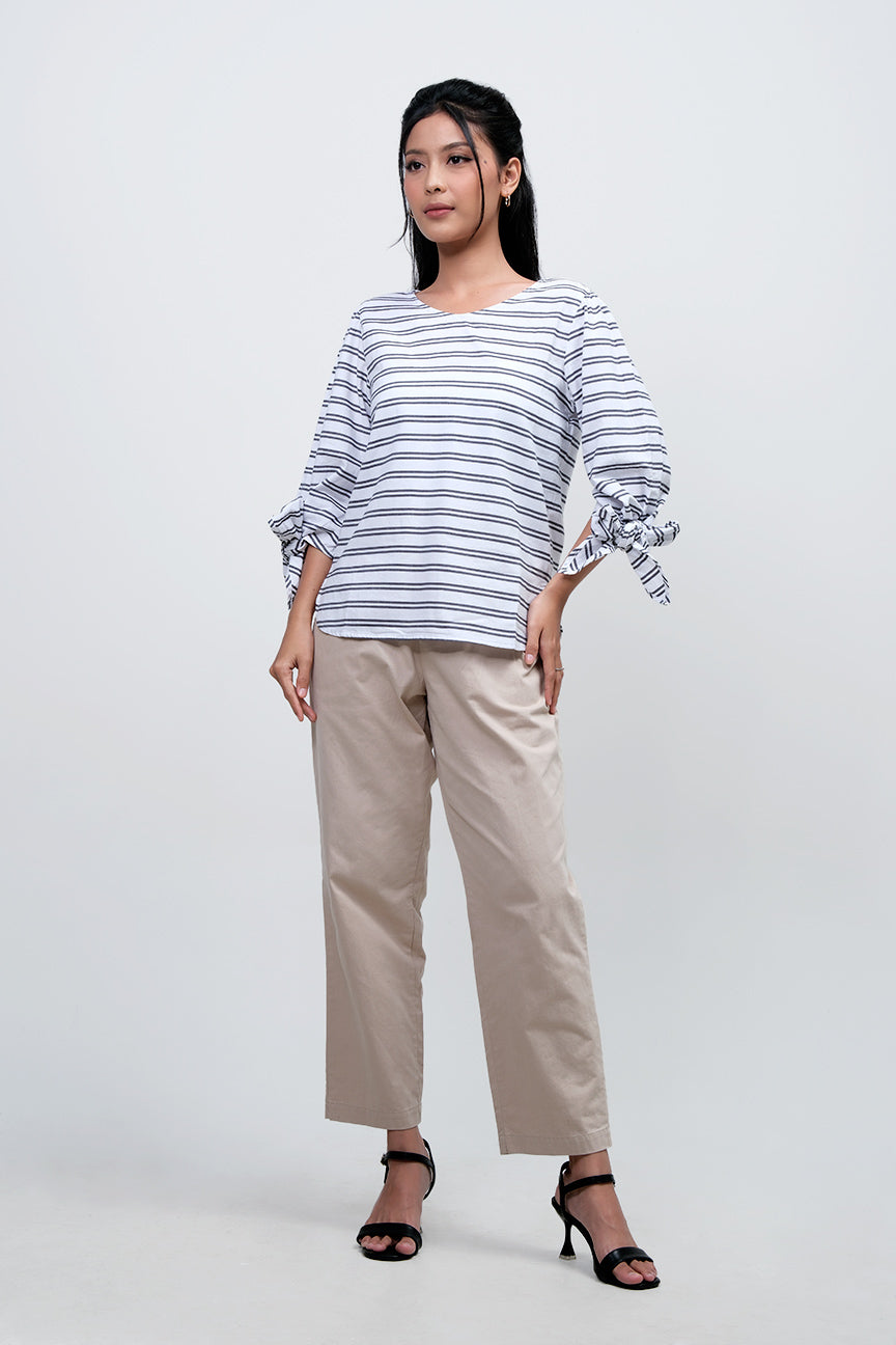 Kemeja Lengan Panjang Delilah White Black