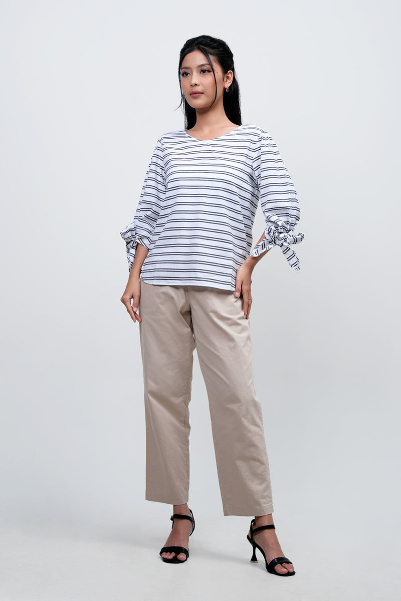 Kemeja Lengan Panjang Delilah White Black