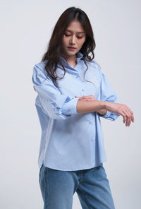 Kemeja Lengan Panjang Naveela Light Blue