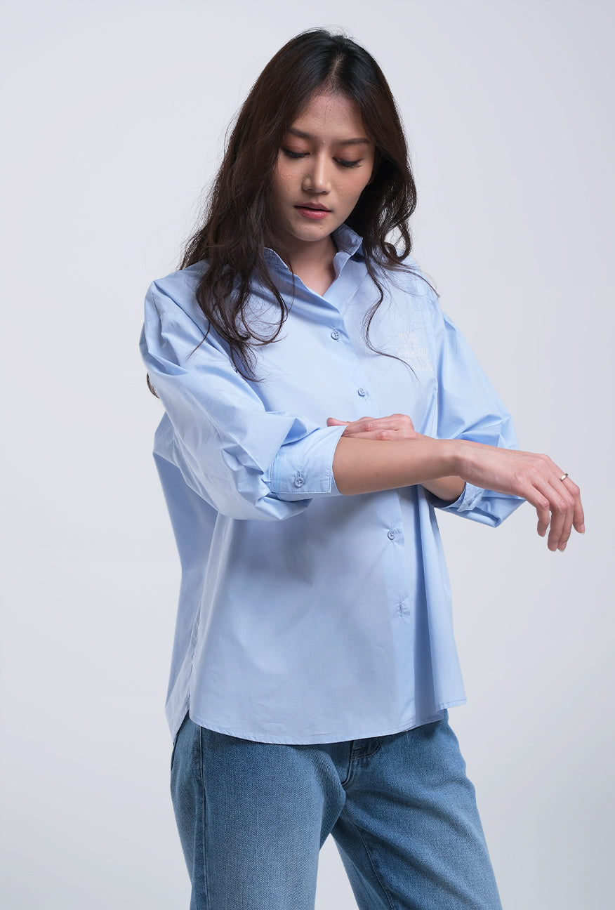 Kemeja Lengan Panjang Naveela Light Blue