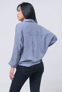 Kemeja Lengan Panjang Lucy Navy white