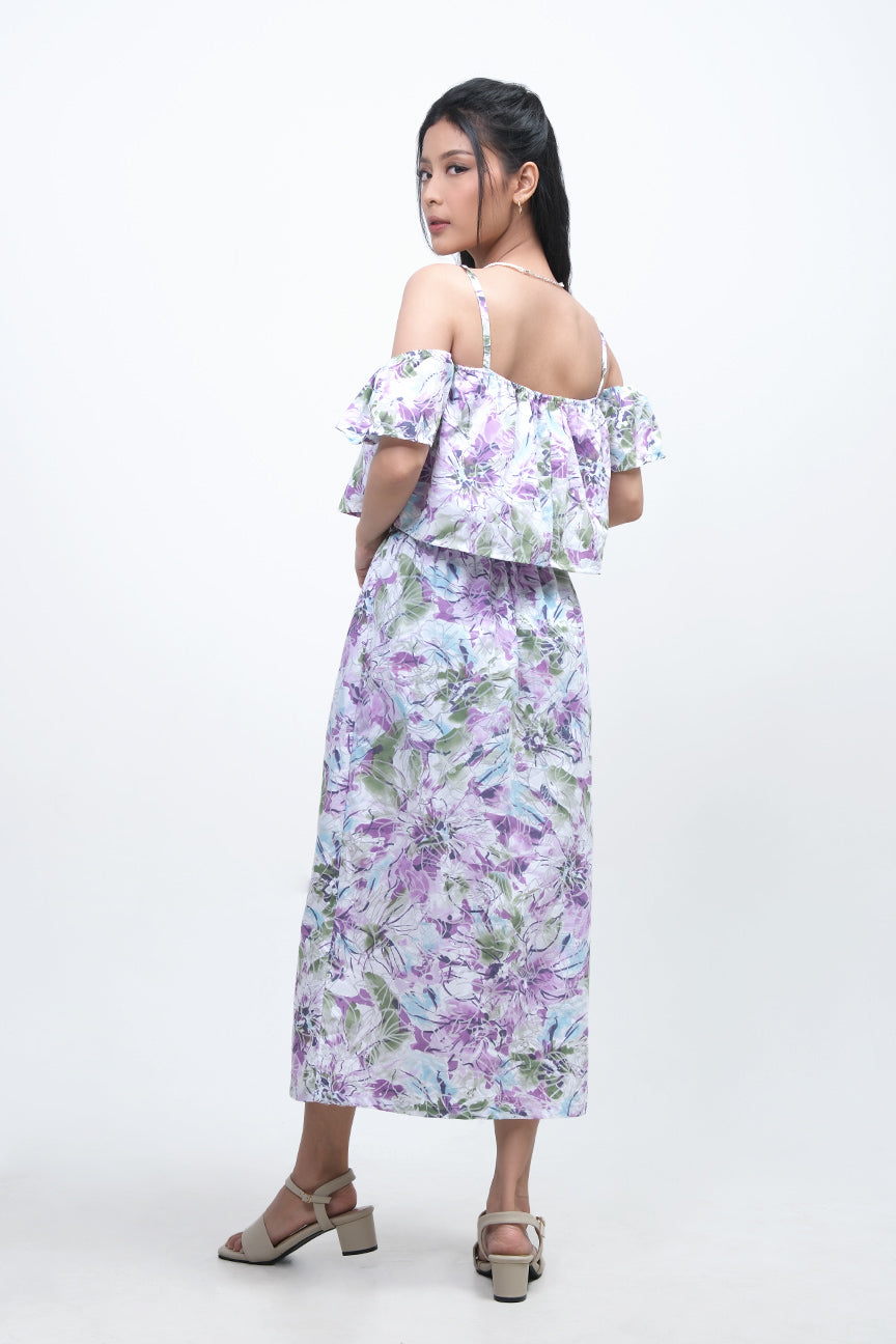 Dress Tanpa Lengan Aster Purple Offwhite Online