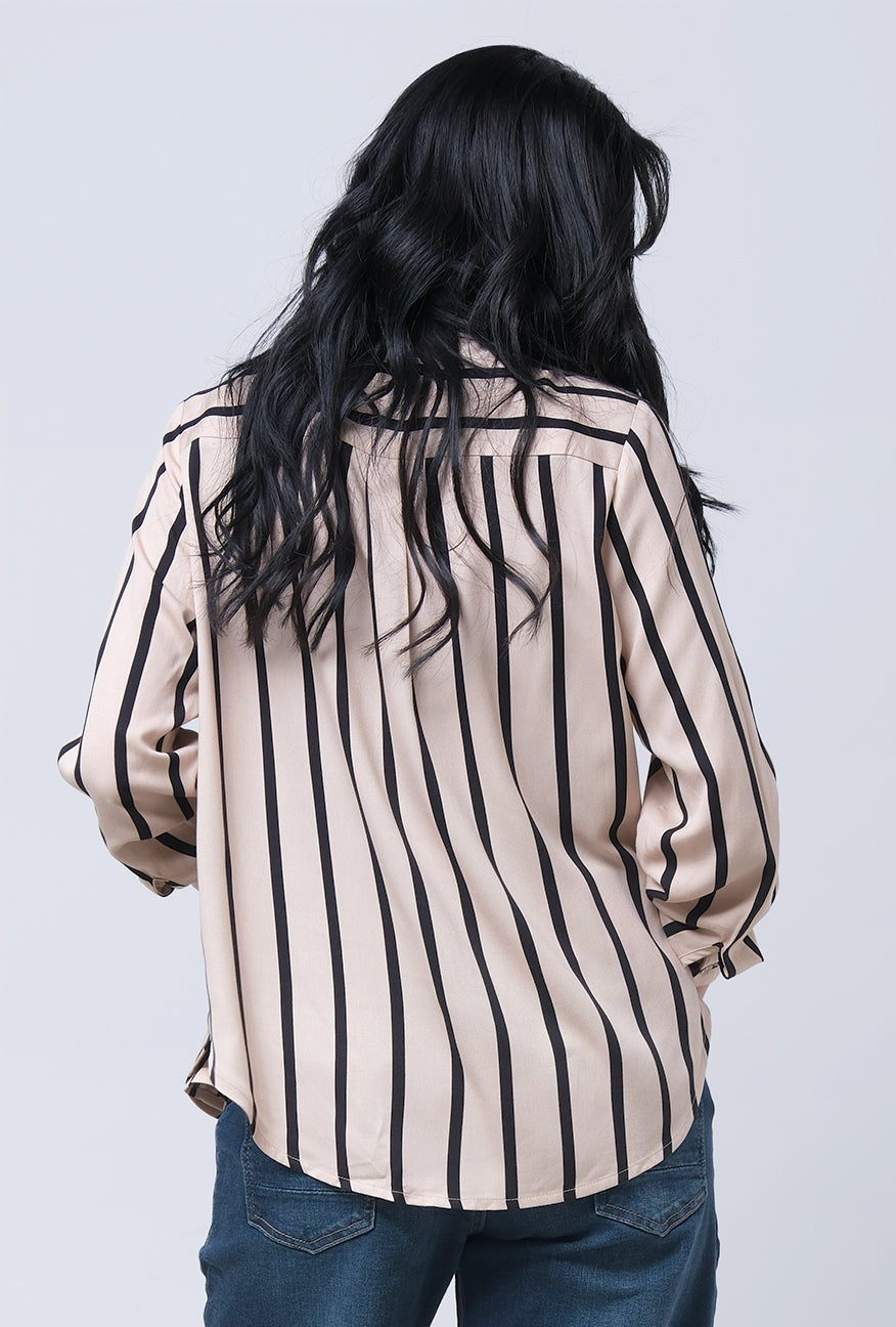 Kemeja Lengan Panjang Agatha Khaki Black