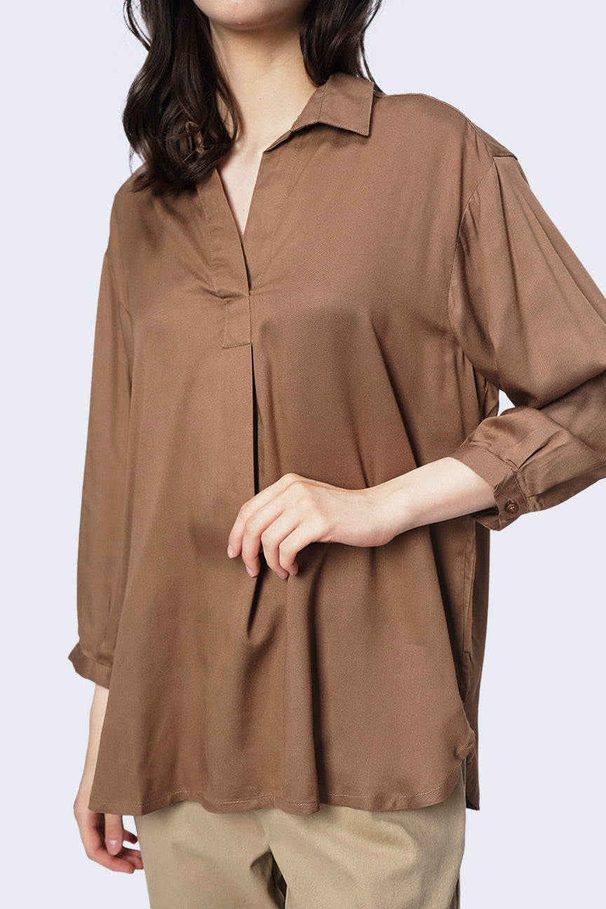 Kemeja Lengan Panjang Jytte Light Brown Shirt