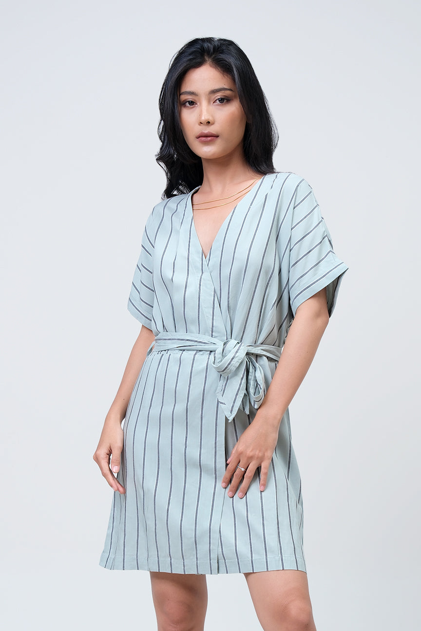 Dress Lengan Pendek Kelyn Stripe Green Black Online