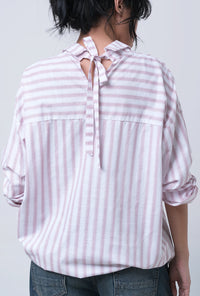 Kemeja Lengan Panjang Pinka Pink White