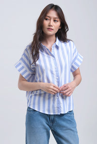 Kemeja Lengan Pendek Griffyna Blue White