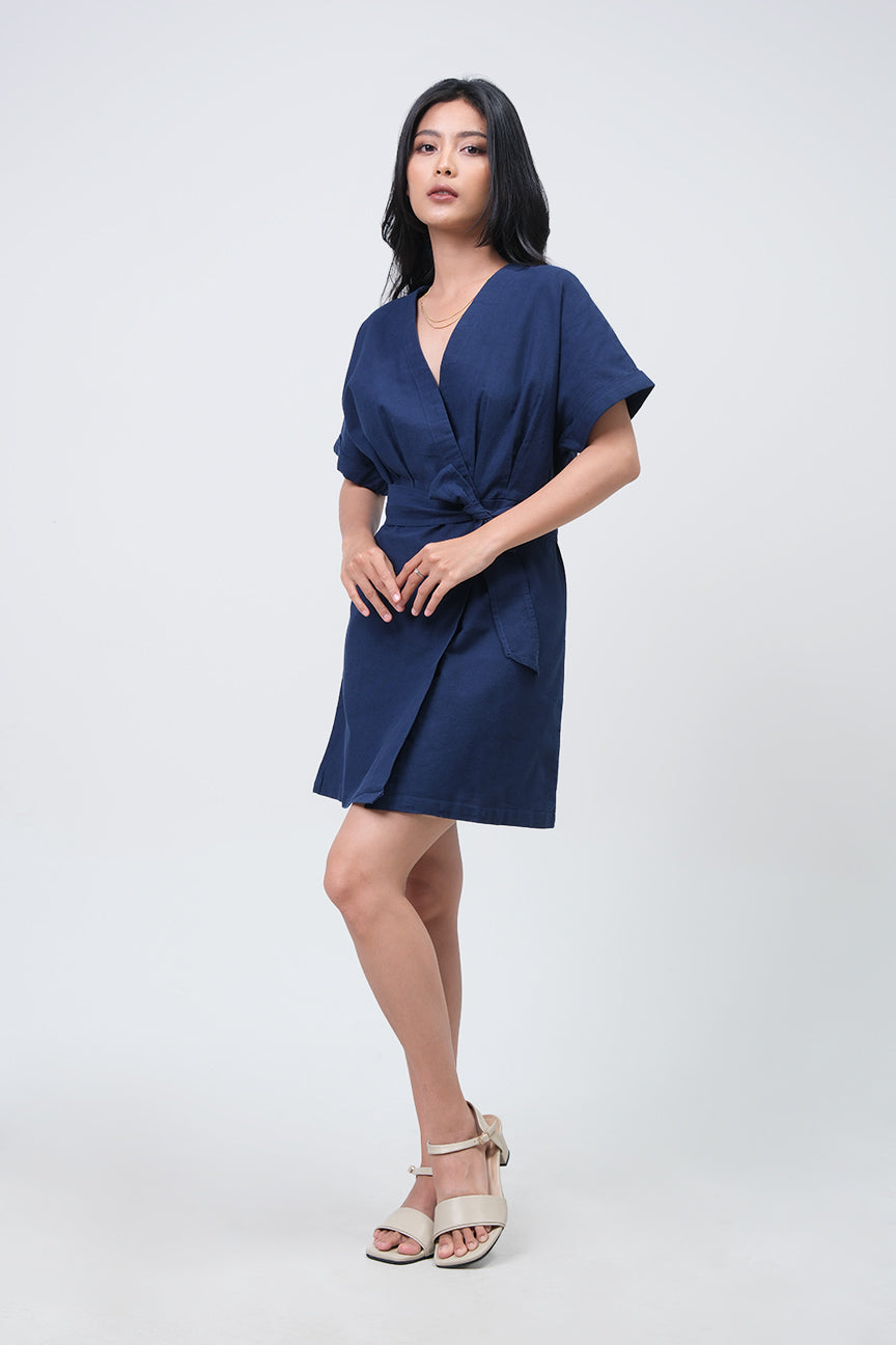 Dress Lengan Pendek Kelyn Navy Online