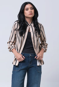 Kemeja Lengan Panjang Agatha Khaki Black
