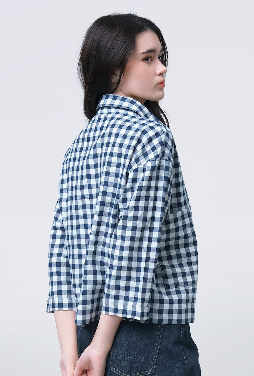 Kemeja Lumi Navy White Exclusive Online