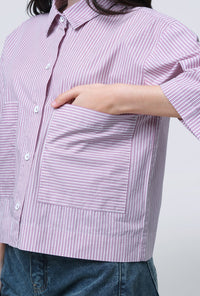 Kemeja Luna Purple White Exclusive Online