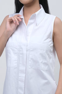 Kemeja Tanpa Lengan Volna Offwhite