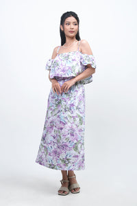 Dress Tanpa Lengan Aster Purple Offwhite Online