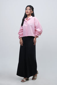 Kemeja Lengan Panjang Rosabel Peach Offwhite