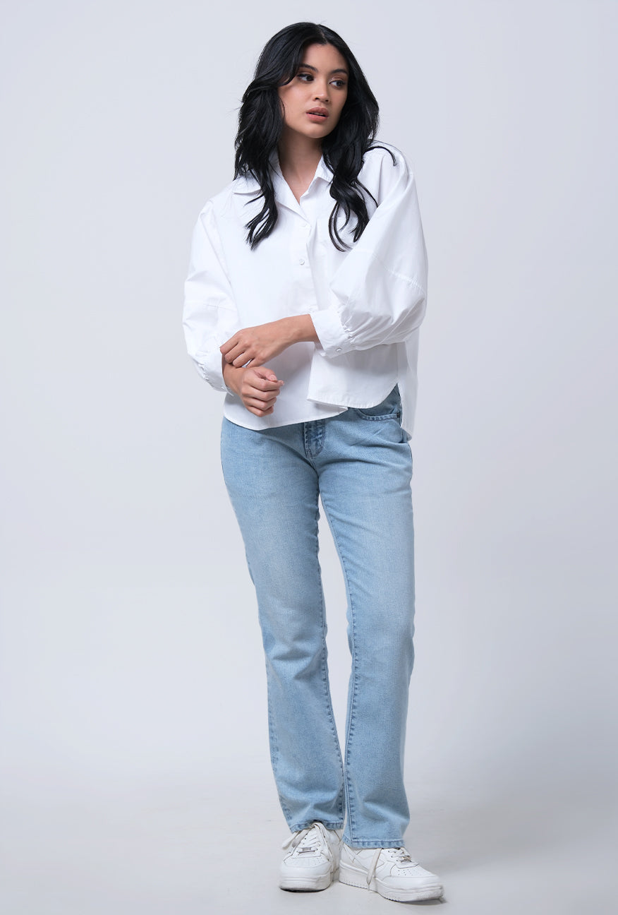 Kemeja Lengan Panjang Danica White