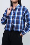Kemeja Lengan Panjang Esmeray Navy White