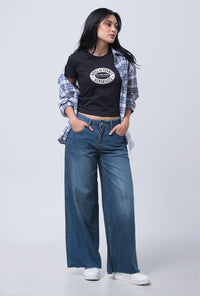 Kemeja Lengan Panjang Berdie Blue White