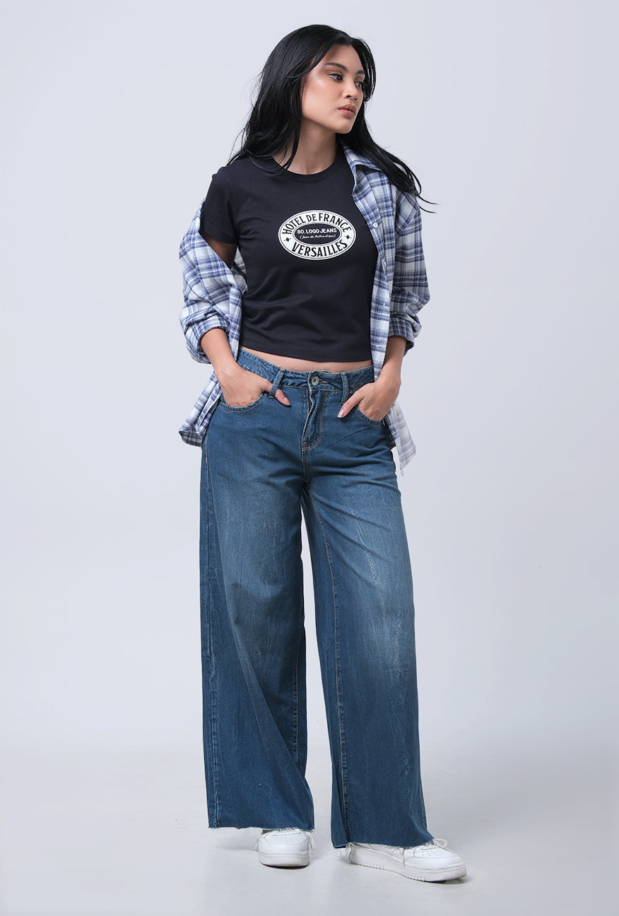 Kemeja Lengan Panjang Berdie Blue White