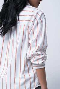 Kemeja Lengan Panjang Chelmira Offwhite Brown