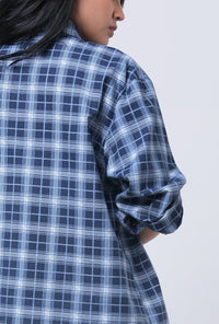 Kemeja Lengan Panjang Lycia Navy White