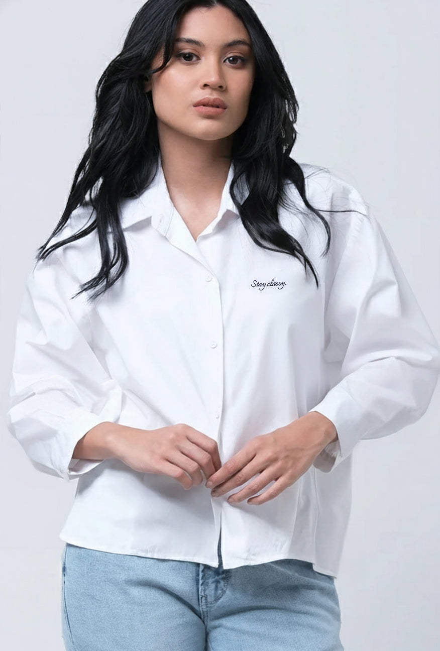 Kemeja Lengan Panjang Anesya White