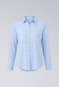 Kemeja Lengan Panjang Kayza Blue White