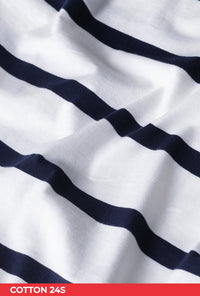 T-Shirt Lengan Panjang Sena White Navy Stripe