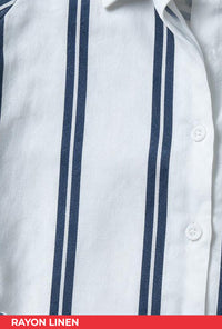 Kemeja Lengan Panjang Lacey White Navy