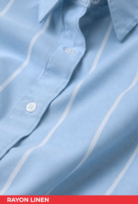Kemeja Lengan Panjang Lycka Blue White