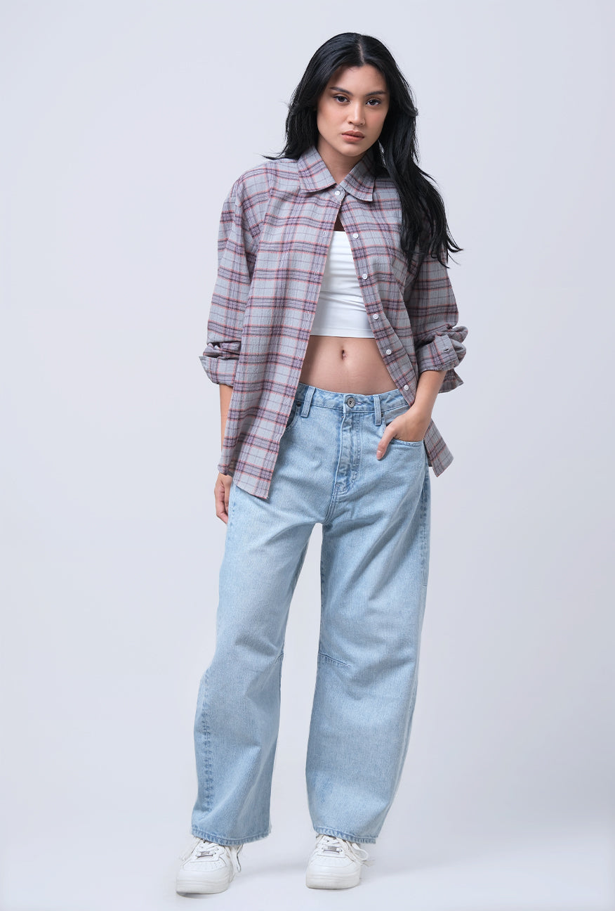 Kemeja Lengan Panjang Axela Grey Green