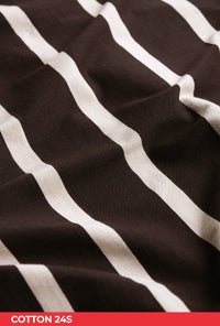 T-Shirt Lengan Panjang Zeva Black Beige Stripe