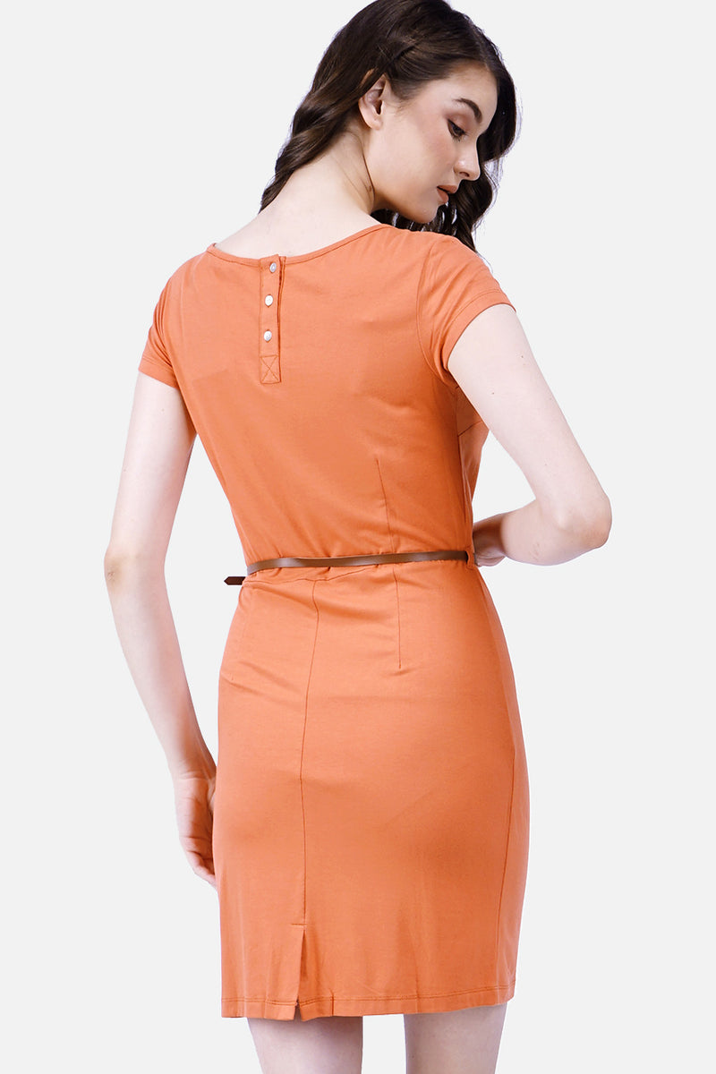 Dress Lengan Pendek Over Slag Orange