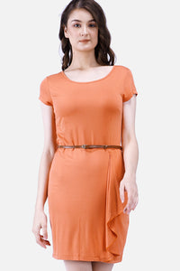 Dress Lengan Pendek Over Slag Orange