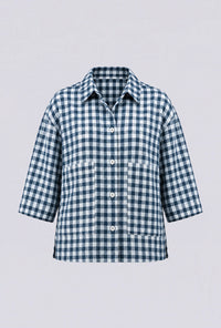 Kemeja Lumi Navy White Exclusive Online