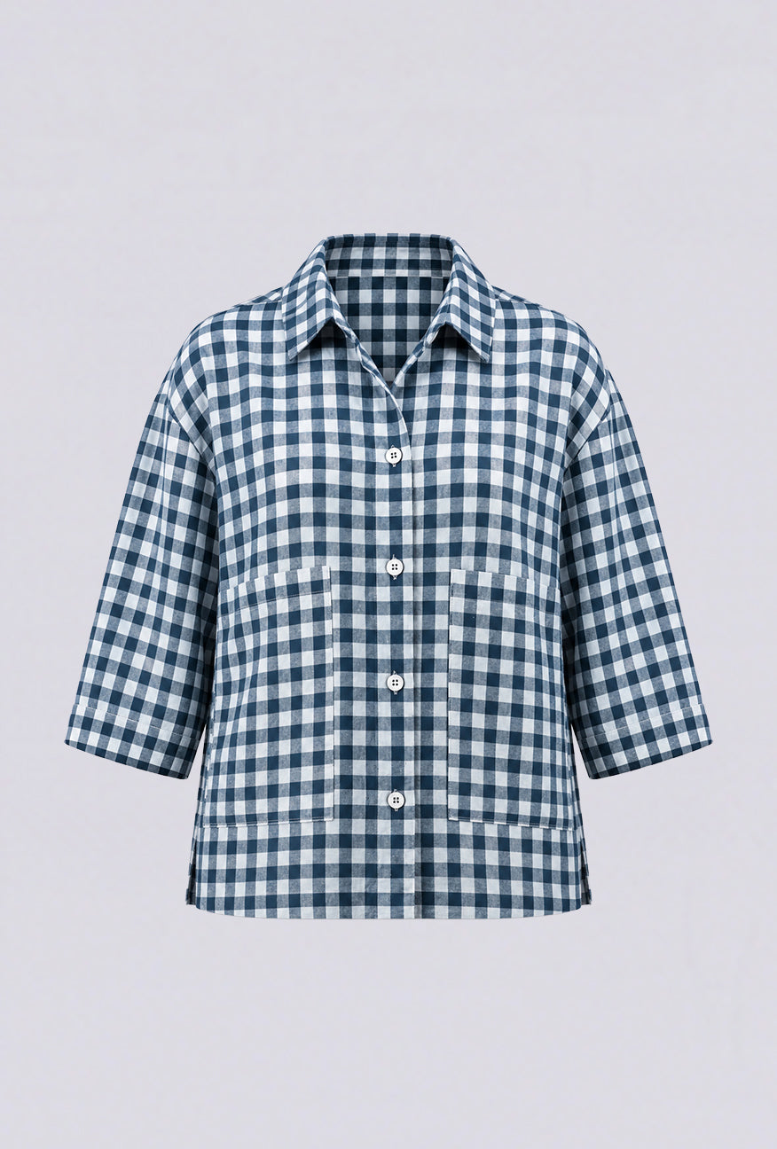 Kemeja Lumi Navy White Exclusive Online