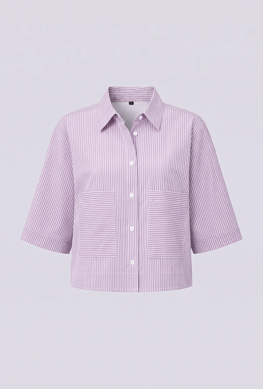 Kemeja Luna Purple White Exclusive Online