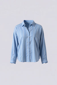Kemeja Lengan Panjang Lycka Blue White