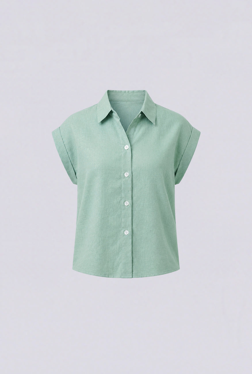 Kemeja Lengan Pendek Oryna Green Exclusive Online