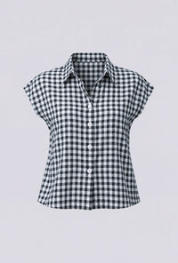 Kemeja Lengan Pendek Gwen Black White Exclusive Online