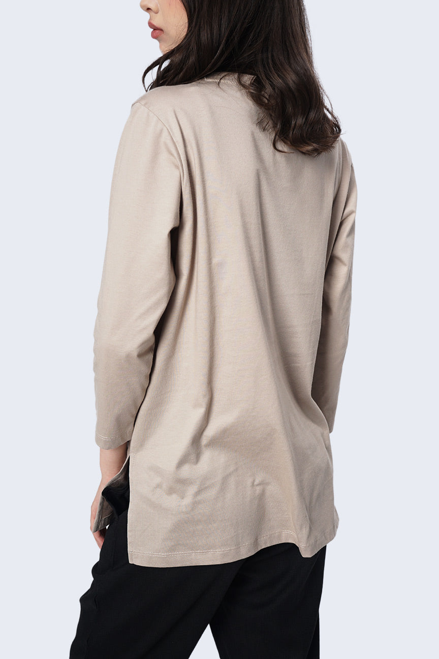 T-Shirt Lengan Panjang Freesia Khaki